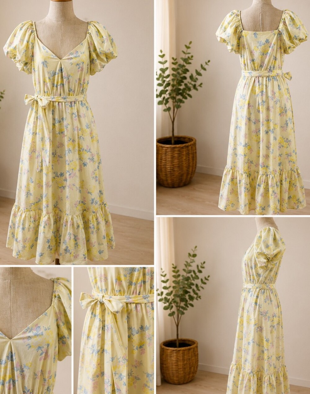 LoveShackFancy x Target Ines in Yellow Floral Puff-Sleeve Maxi Dress Size 8